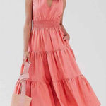 Anthropologie  Maeve Sleeveless Tiered Maxi Dress Coral Size 8 Photo 0