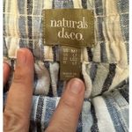 Denim & Co  Naturals Blue Stripe Wide Leg Linen Blend Elastic Waist Pant Size‎ MT Photo 1