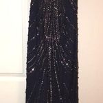 Navy Blue Sequin Maxi Dress Size XS Photo 1