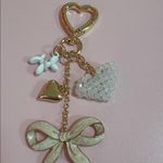 Gold and White Heart Charm Keychain Photo 1