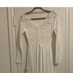 Lulus Lulu’s Forever Starts Tonight White Lace Long Sleeve Maxi Wedding Bridal Dress Photo 3