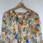 Anthropologie Figueroa & Flower Border Print Boho 3/4 Sleeve Blouse Womens boho floral size L Photo 3