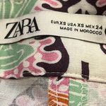 ZARA Linen Blend Floral Wide Leg Pants Size XS Photo 8