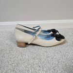 Frances Valentine Ivory Mary Jane Block Heel Shoes Size 7B Flower‎ Embellished Photo 5