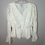 Elizabeth and James  White Floral Peplum Top Pirate Prairiecore Boho Size S Photo 1