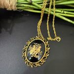 Vintage Unsigned Victorian Revival Cherubs Gemini Zodiac Cameo Pendant Necklace Gold Photo 0