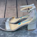 Betsey Johnson  Silver Glitter Block Heels with Adjustable Strap Size 7.5 Photo 4