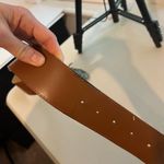 None Vintage 90s Saffron Made in Italy Brown Genuine Leather Stone Buckle Belt M Photo 3