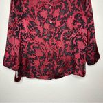 Chico's Chico’s Silk Blend Red Burnout Button Front Long Sleeves Tunic Shirt Photo 4