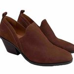 Lucky Brand Booties Vienna Leather Stacked Heels Pull On Comfort Cognac Brown Photo 0