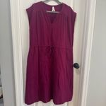 Pact Coastal Double Gauze Tie Waist Midi Dress size Large in Sangria Cotton Photo 2
