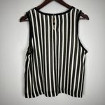 Loft  Top Womens Large Cream‎ Black Stripe Open Knit Boxy Lined Sleeveless L Photo 6