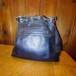 Harley Davidson Black Leather Genuine Bucket Bag Drawstring Shoulder Suede Strap Photo 7