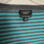 Talbots  Women's Striped Blue Merino Wool Cardigan Sweater Sz MedPreppy Academia Photo 4