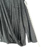 Suzanne Betro Sweater 1X Gray Textured Faux Wrap Front Stretch Surplice Cozy Top Photo 9
