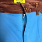 Unique Vintage x Smiley Flare Jeans LG 10/12 Corduroy Floral Hippie Western Blue Photo 3