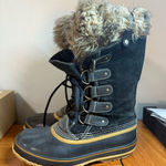 Sorel  Joan of Arctic Waterproof Snow Boot Lace Up Fur Trim Grey Black Winter 9 Photo 0