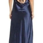 Lulus Dress One Last Glance Satin Backless Slip Dress Navy Blue Size Medium Photo 1