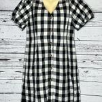 Loft  Ann Taylor NWT 8 Black & White Buffalo Check Plaid Linen Blend Shirt Dress Photo 0