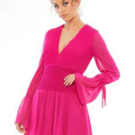 Mac Duggal NWT Dress Pink Pleated Bell Sleeve Chiffon Mini Dress #26411 size 2 Photo 0