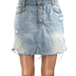 Urban Outfitters  BDG Blue Light Wash Distressed Mini A-Line Denim Jean Skirt M Photo 0
