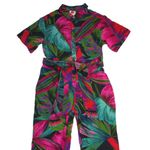 Farm Rio NWT Midnight Leaves Jumper Tropical Print Soft Fluid Belted Jumpsuit S Photo 4