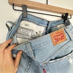 Levi's High Rise Distressed Cut-Off Button-Fly Wedgie Jean Shorts in Blue Sz 27 Photo 3