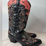 CowboyPro 8.5 Women's Leather Inlay Cutout Western Boots Black Photo 0