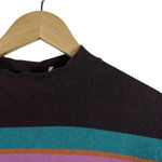 Free People  Mock Neck Multicolor Stripe Tee in Brown/Pink/Blue Size XS Photo 3