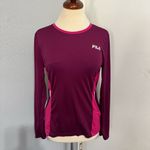 FILA Women's Athletic Maroon and Pink Long Sleeve Round Neck Stretchy Top Size M Photo 1