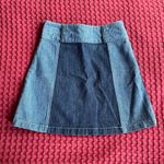 Bik Bok Women’s Denim Skirt XS Button Front High Waist Two-Tone Blue Cotton Retro Photo 2