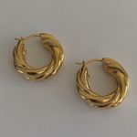 Bold Hoop Earrings, Gold Hoop Earrings, Thick Hoop Earrings, Twisted Hoop Earrings Photo 4