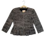 Rebecca Taylor  Tweed Peplum Zip Front Jacket Sleek Textured Luxury Womens Size 4 Photo 1