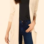 Maison Jules Cream Longline Button Down Waffle knit Cardigan Photo 0