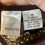 Roaman's Brown Purple Cream Abstract Pattern Tank Baby‎ Doll Blouse Size Medium Photo 2