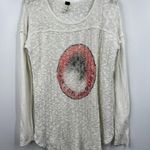 Free People  We The Free Top Womens Ivory Open Knit Long Sleeve Boho‎ Size Medium Photo 0