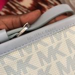 Michael Kors Pastel Light Blue Monogram Shoulder Hand Bag Purse Waist Fanny Pack Measurement in pics Photo 4