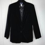 Laura Scott Vintage  Black Velvet Single Breasted Blazer Jacket Shoulder Pads 14 Photo 0
