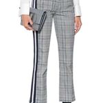 MOTHER The Inside Ankle Blue Gray Plaid Cropped Side Striped Pants 28 Photo 0