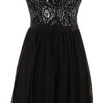 ECI Black & Metallic Silver Cocktail Dress Photo 1