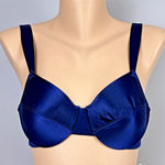 Delicates Vintage Second Skin Satin Bra Blue Size 34B Unlined Underwire 7073 Photo 0