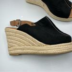 Dolcetta  Black Faux Suede Peep Toe Wedge Espadrille Sandals 8.5 Peep Toe Beachy Photo 1