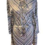 Chaser Women's XS Multicolor Striped Knit Poncho Top Hooded Lace-Up Photo 2