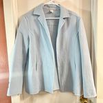 Dress Barn VTG  Light BLUE OPEN FRONT 100% Wool Blazer JACKET Sz 10 Star Patches Photo 0