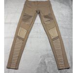 Alo Yoga  Moto Leggings Sculpt High Waist Ribbed‎ Panels Athletic Tan Size S Photo 1