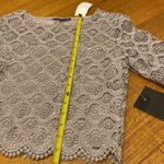 MARINA for Bloomingdale’s crop silver taupe top sz S Gray Photo 8