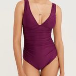 J.Crew Ruched Swimsuit v-neck one piece womens Purple (small) slimming classic Photo 8