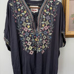 Johnny Was  Blue‎ Navy HENDAYA SATIN BLOUSE size XXL Photo 0