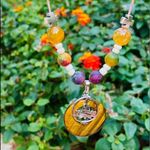 Handmade Tiger Eye Yoga Gemstone leather necklace Photo 4