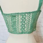 Boutique Green Lace Crop Top Photo 5